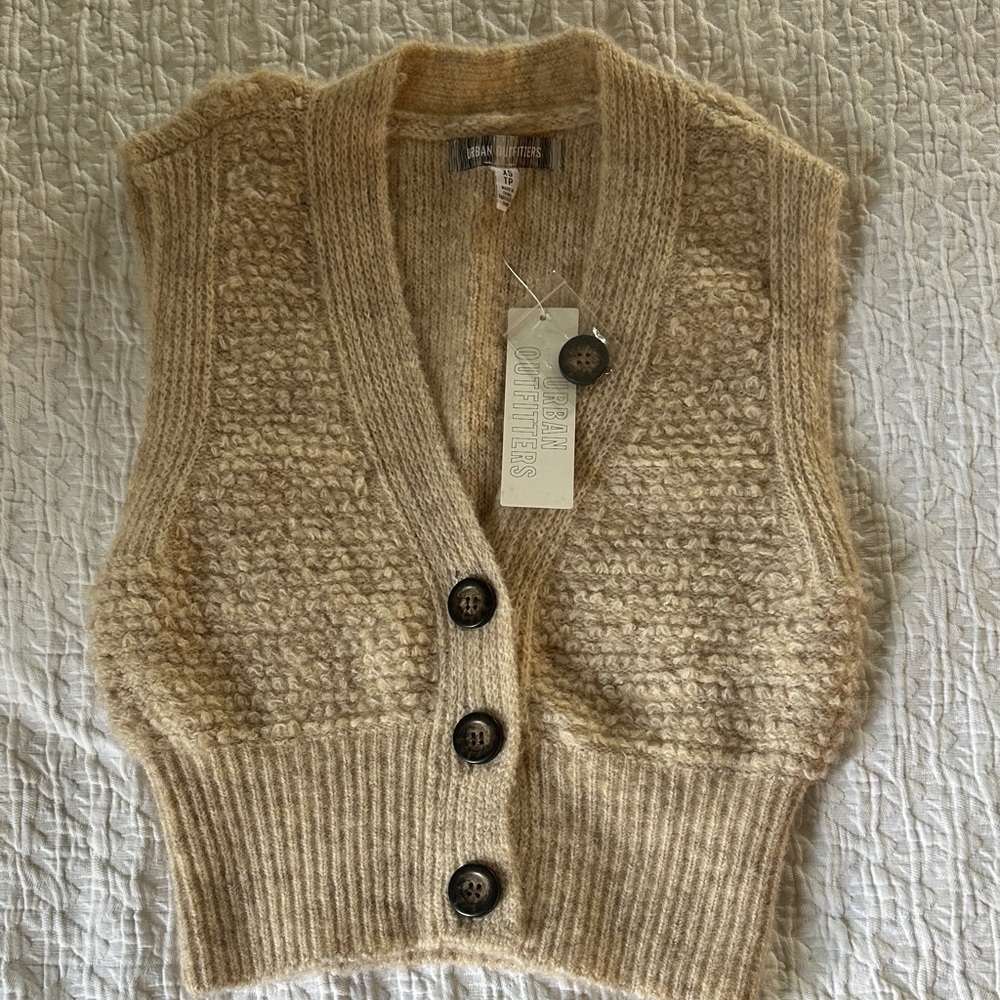 Urban Outfitters Beige V-Neck Sweater Vest